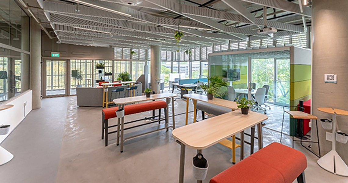 Cover Page of a  case study of Steelcase having the view of a furnished office space