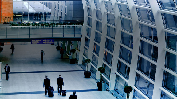 People walking inside an airport terminal