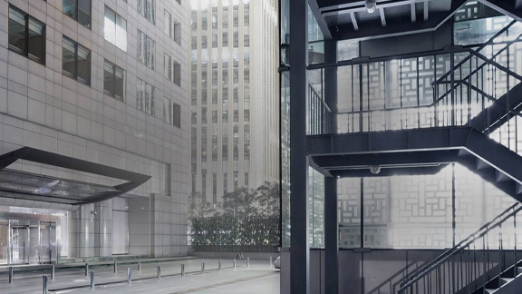 Stairwell outside a commercial building